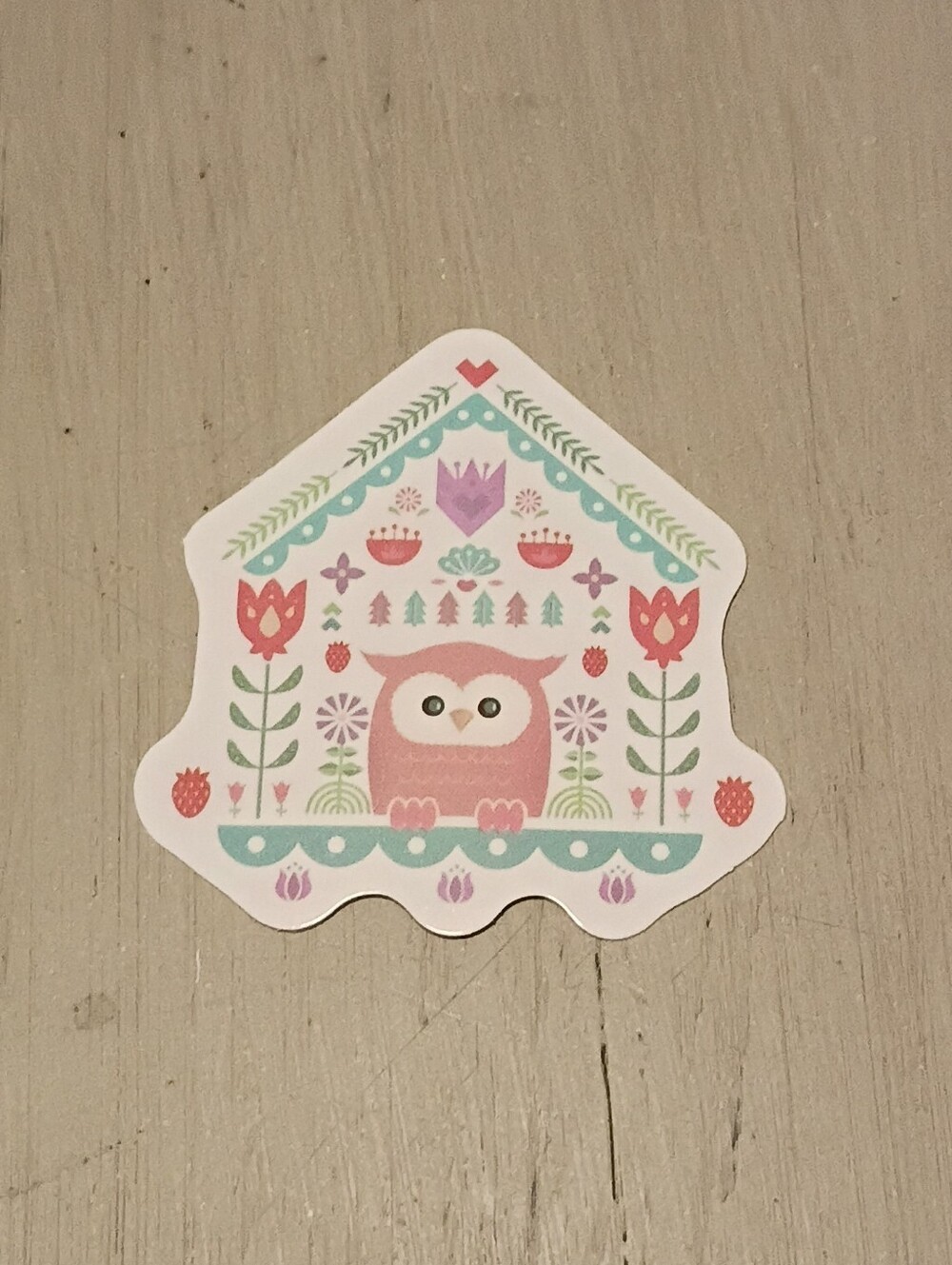 10/$10 Sticker Decal - Owl In Birdhouse With Multiple Multicolor Items & Designs